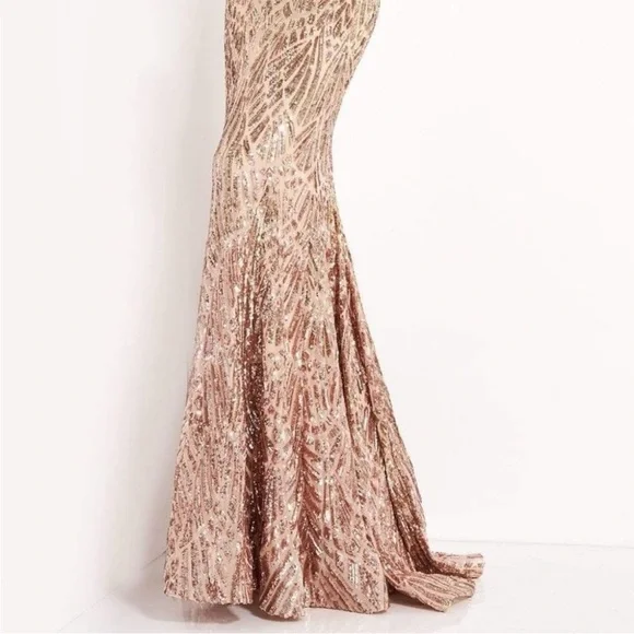 Jovani 06469SC Ombre Sequin Trumpet Prom Dress Silver/Cafe In Size 4 - Picture 7 of 16